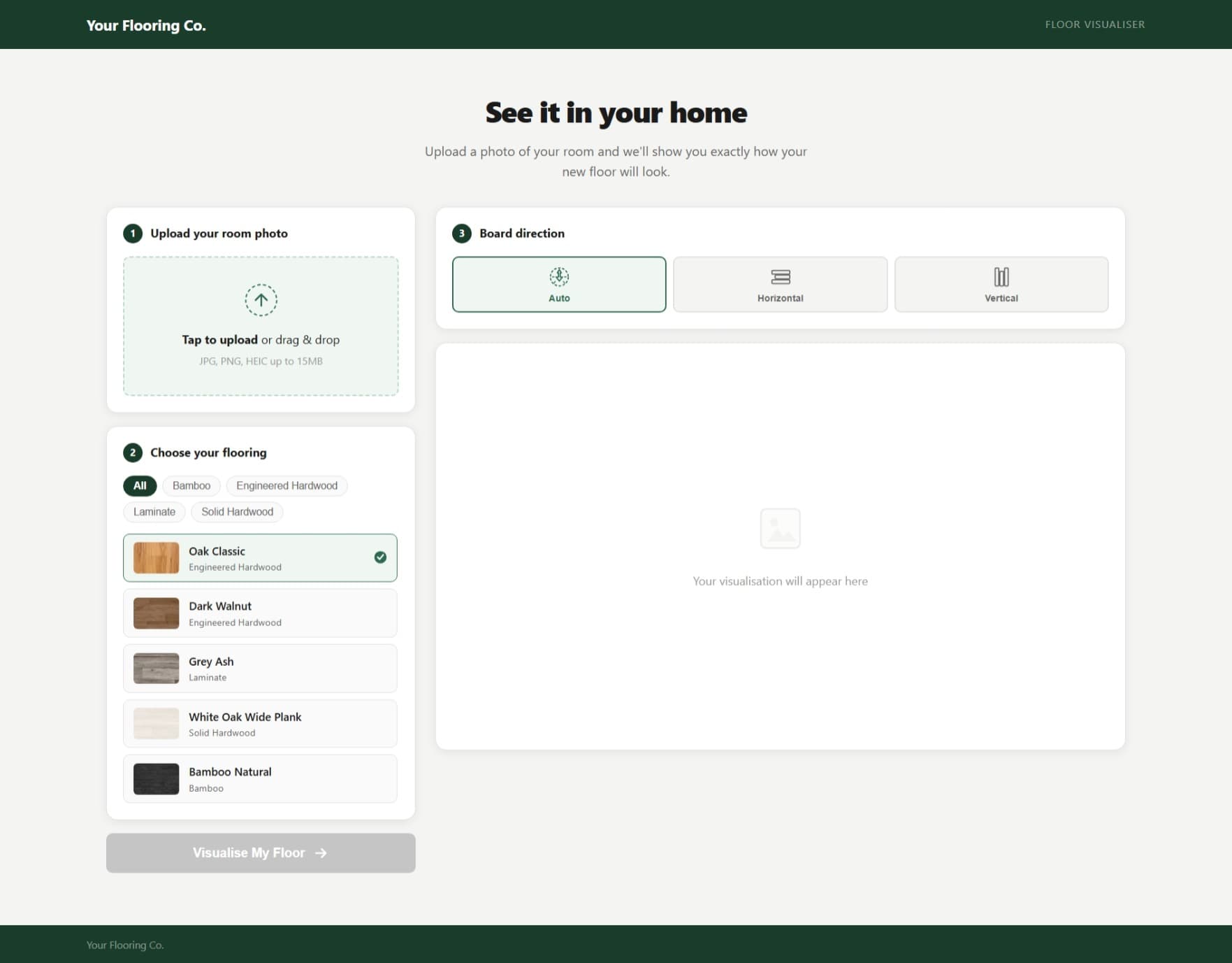 AI Floor Visualiser — upload your room